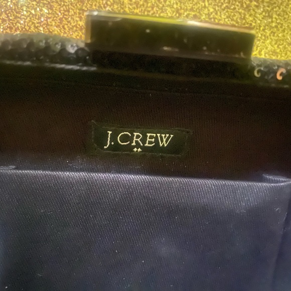 J.CREW GORG BLACK SEQUIN GOLD SHOULDER PARTY ELEGANT CLutch LUX RARE CLASSY EUC - Picture 10 of 12